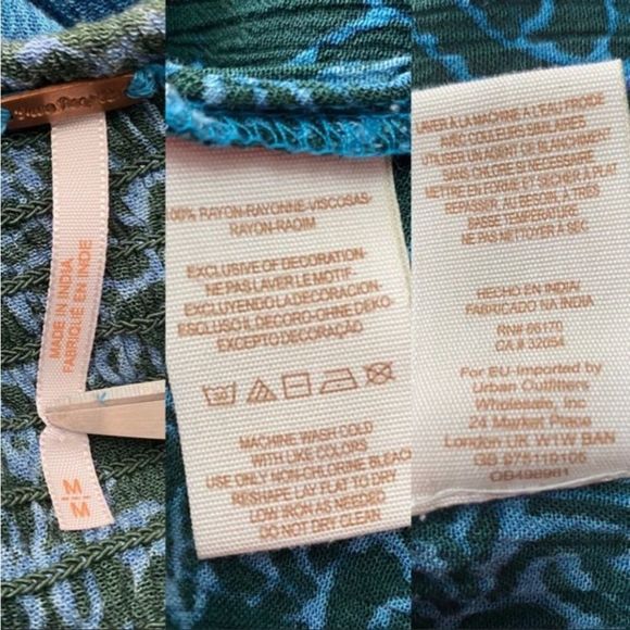 Free People Blue and Green Strapless Wide-Leg Jumpsuit - Picture 4 of 5